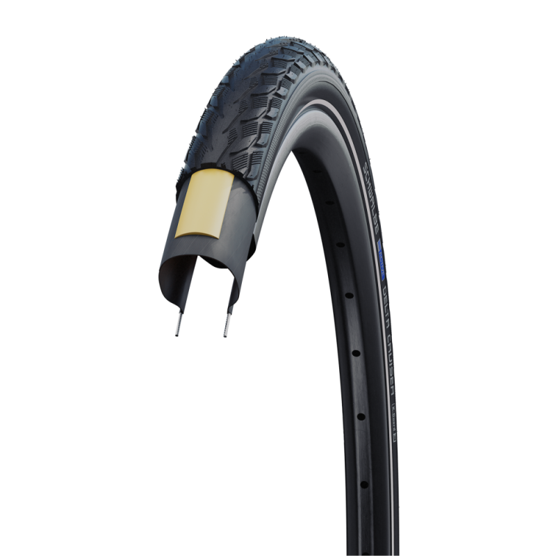 Roues et pneus Schwalbe Pneu Delta cruiser HS431 26x1 3/8" 37-590 paroi Twin Skin KG noir/blanc